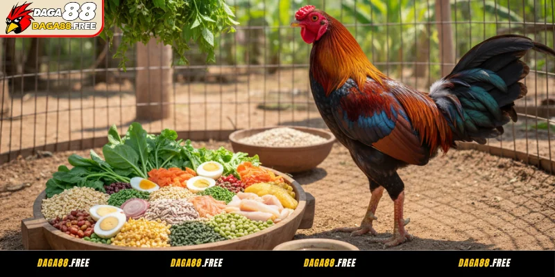 Cách nuôi gà đá bo lớn - Chế độ ăn uống đa dạng, cân đối